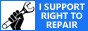 an 88x31 button that is blue and says I Support Right to Repair on it. there is also a black and white png with a fist holding up a wrench